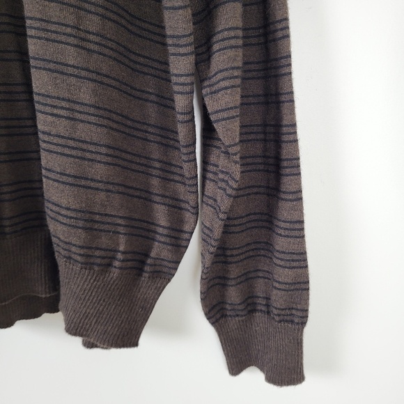 Merino Wool Crew Neck Sweater V-neck stripes stripes soft long sleeve - Picture 5 of 9